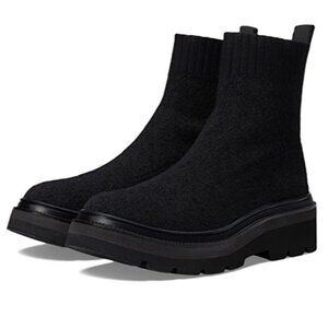 New Söfft Provea Black Wool Knit Sock Booties Platform Lug Sole Size 11 Women